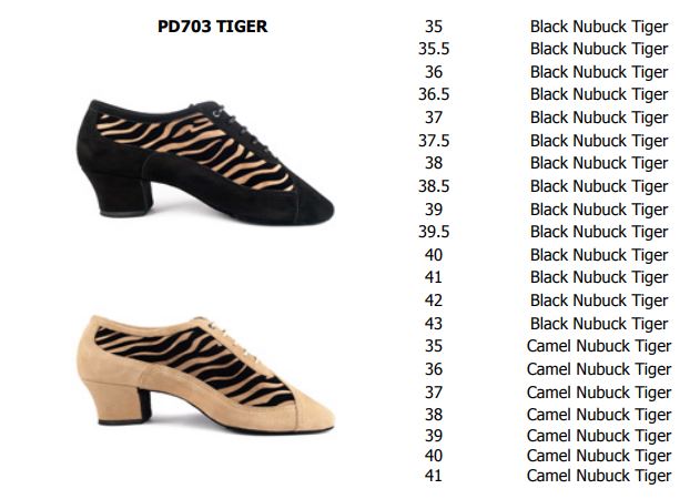 Zapatos de Baile Portdance PD703 Modelo Tigre Negro y Camello